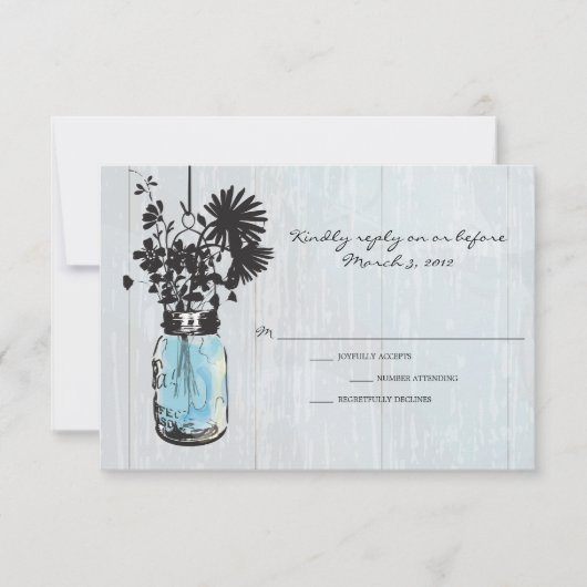RSVP Rustieke Hanging Mason Jar Wedding (Voorkant)