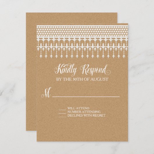 RSVP Rustieke Kant Kraft Script Typografie (Voorkant / Achterkant)