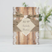 RSVP Rustige Trouw Bruine Witte Kant Hout Jute (Staand voorkant)