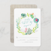Rsvp Rustique Désert Cactus Fleur Bois Aquarelle (Devant / Derrière)