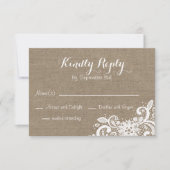 RSVP rustique en Burlap et dentelle (Devant)