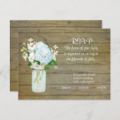 RSVP rustique pays Mason Jar Blue Hydrangeas (Devant / Derrière)