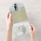 RSVP Sage vert tout en un Faire-part de mariage (Déchirure)