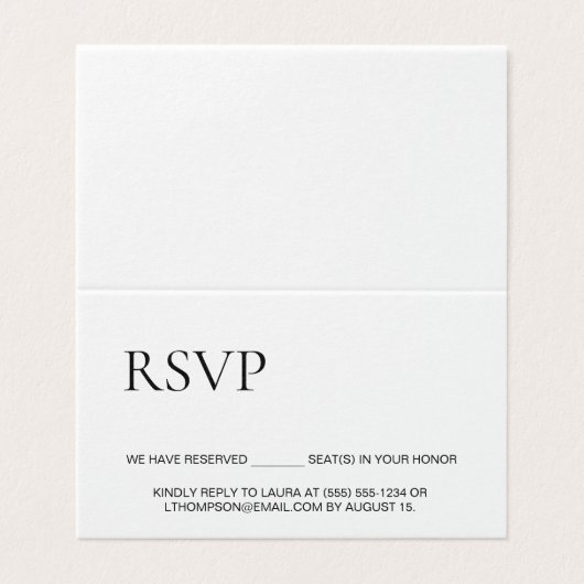 RSVP sans envoi Siège réservé Simple plié (Outside Unfolded)