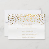 RSVP Satin Blanc & Confettis Mariage Point Doré Or (Devant)