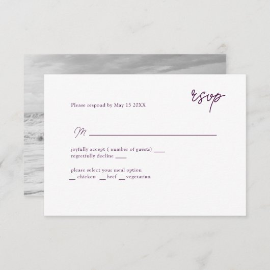 RSVP script MInimally violet (Devant / Derrière)