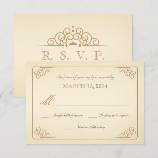 RSVP Scrolls Moderne Wedding Reply Card Kaartje (Voorkant / Achterkant)