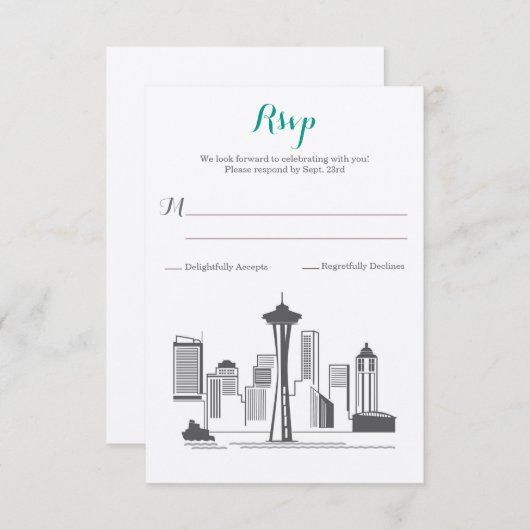 RSVP Seattle Skyline Wedding (Voorkant / Achterkant)