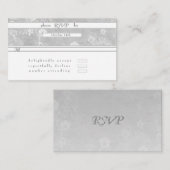 RSVP Silver Floral Wedding Enclosure Kaart (Voorkant / Achterkant)