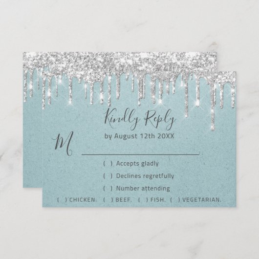 RSVP Silver Grey Drivers Mariage Event Aqua Blue (Devant / Derrière)