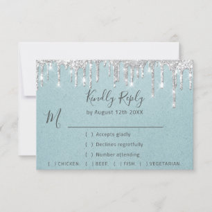 RSVP Silver Grey Drivers Mariage Event Aqua Blue