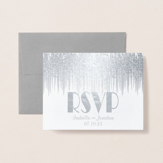 Rsvp Silver Star-douche Folie Kaarten (Voorkant met envelop)
