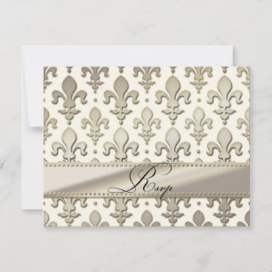 RSVP Silver Wedding Jubileum, Fleur de Lis Kaartje