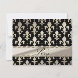 RSVP Silver Wedding Jubileum, Fleur de Lis Kaartje