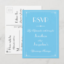 RSVP Simple Modern Aqua Blue Wedding RSVP