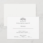 RSVP simple pour mariage. Carte de réponse noir et (Devant / Derrière)