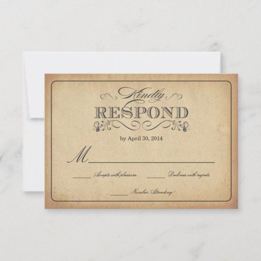 RSVP Sined Parchment Wedding Reply (Voorkant)
