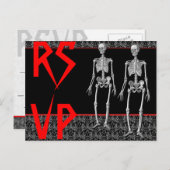 RSVP Skeletons - Halloweenfeest, spookhuis Uitnodiging Briefkaart (Voorkant / Achterkant)