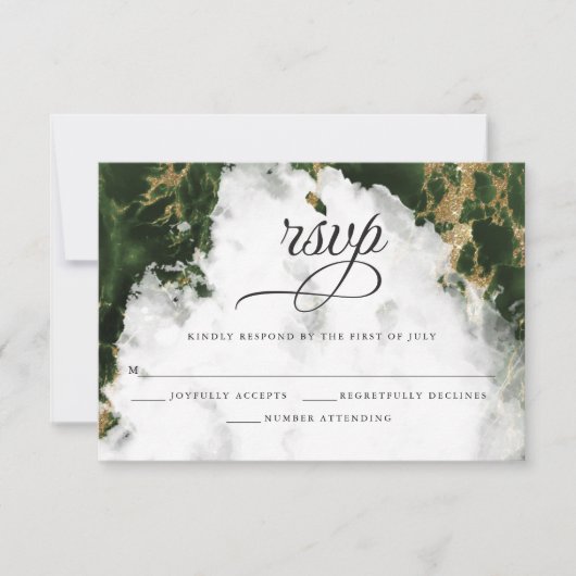 RSVP | Smaragdgroene Aquarel BarefootBride™ Kaartje (Voorkant)
