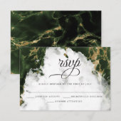 RSVP | Smaragdgroene Aquarel BarefootBride™ Kaartje (Voorkant / Achterkant)