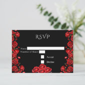 RSVP Sprookje Rode Rozen Bruiloft Informatiekaartje (Staand voorkant)