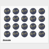RSVP | Sticker Mariage de script de brosse d'or Fa (Feuille)