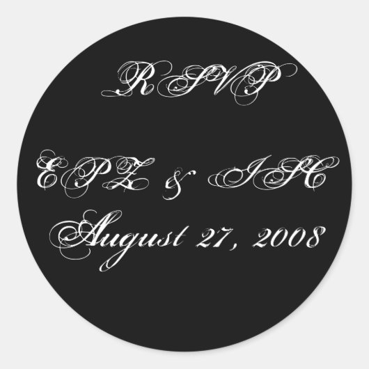 RSVP-Sticker met Monogram trouwdatum Ronde Sticker (Voorkant)