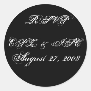 RSVP-Sticker met Monogram trouwdatum Ronde Sticker