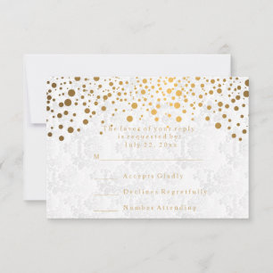 RSVP Stijlvolle Confetti Gold Dot Wedding