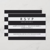 RSVP strepen zwart wit trouwkaart briefpapier (Voorkant / Achterkant)