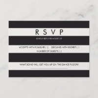 RSVP strepen zwart wit trouwkaart briefpapier
