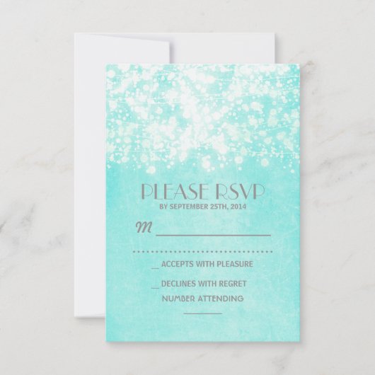 RSVP - string lights - blauw Kaartje (Voorkant)