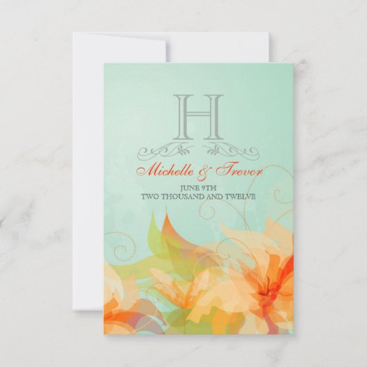 RSVP - Stylish Floral Abstrait Wedding Invitations (Devant)