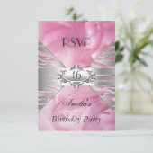 RSVP Sweet 16 Pink Kaart (Staand voorkant)