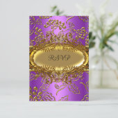 RSVP Sweet Sixteen 16 Damask Paarse Goud Zwart (Staand voorkant)