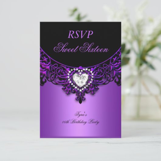 RSVP Sweet sixteen 16 fête d'anniversaire violet n (Debout devant)