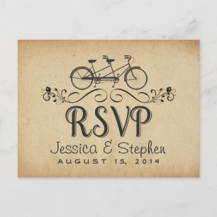 RSVP  Tandem Bicycle Reply Briefkaarten