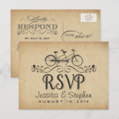 RSVP Tandem Bicycle Reply Briefkaarten (Voorkant / Achterkant)