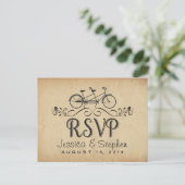 RSVP Tandem Bicycle Reply Briefkaarten (Staand voorkant)