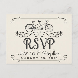 RSVP Tandem Bicycle voor twee antwoord Briefkaarte Uitnodiging Briefkaart