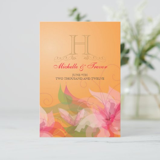 RSVP - Tankerine Floral Garden Reply Cards (Staand voorkant)