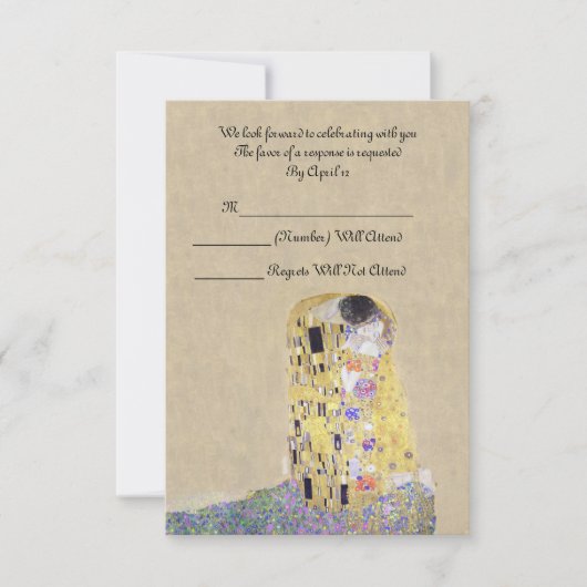 RSVP "The Kiss" Golden Mariage Anniversaire Klimt (Devant)