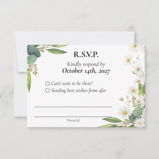 RSVP thème de la marguerite mariage de l'eucalyptu (Devant)