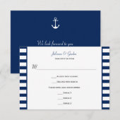 RSVP Thème Nautique Bandes Blanches et Bleu Marine (Devant / Derrière)