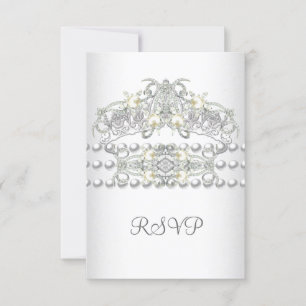 RSVP Tiara Silver White Pearl Diamond