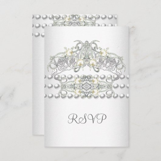 RSVP Tiara Silver White Pearl Diamond (Devant / Derrière)