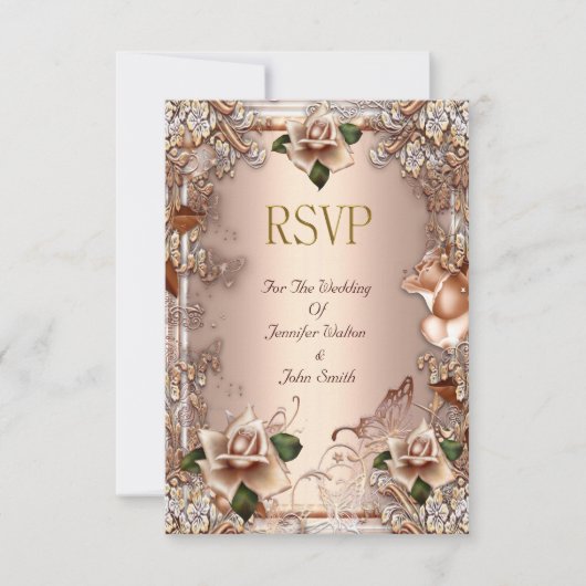 RSVP Trouw Beige Crème Goud Rozen Set (Voorkant)