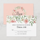 RSVP Trouw Blush Ivoor Rozen Loof Bladeren Kaart (Voorkant / Achterkant)