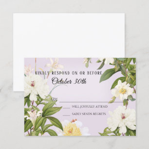 RSVP Trouw Vintage Lavendel Ivoor Roos Pioen Kaart
