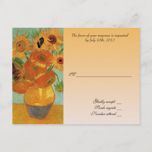 RSVP-trouwacceptatiekaart, van gogh-zonnebloemen Uitnodiging Briefkaart